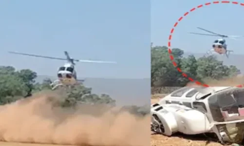 बड़ा हादसा, नेता के लिए आया हेलीकॉप्टर हुआ क्रैश, तस्वीरें आई सामने