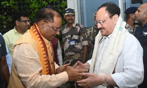 ब्रेकिंग : केंद्रीय मंत्री जेपी नड्डा पहुंचे रायपुर…मुख्यमंत्री विष्णु देव साय ने किया आत्मीय स्वागत