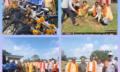 शासकीय उच्चतर माध्यमिक विद्यालय पोड़ी में किया गया साइकिल वितरण